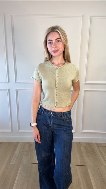 Matcha Muse Button Top