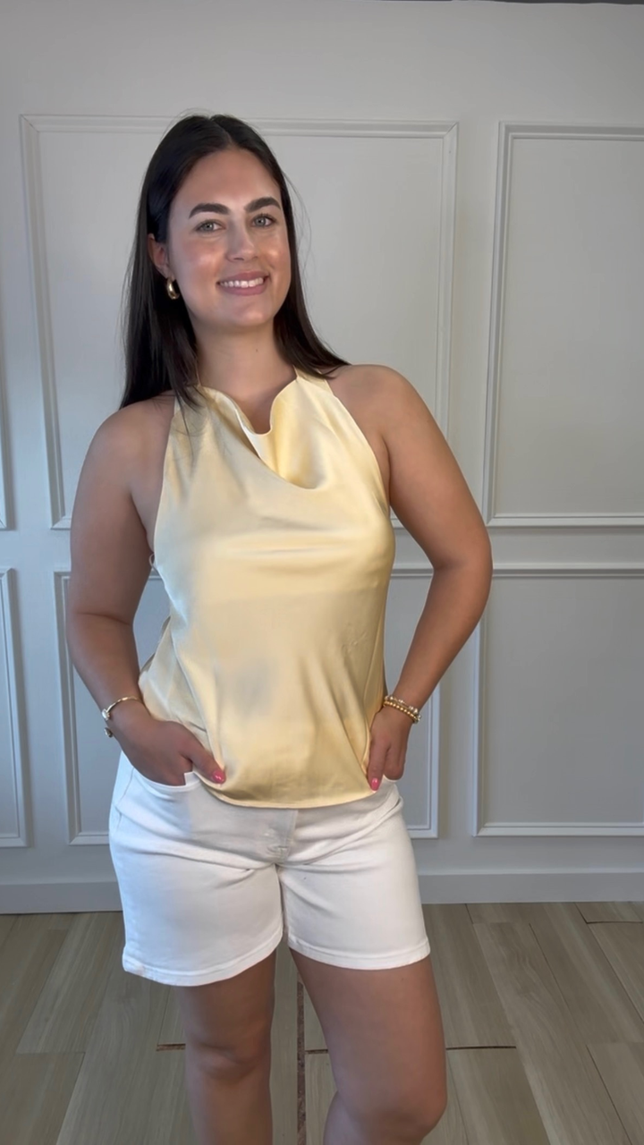Citrus Kiss Satin Halter Top
