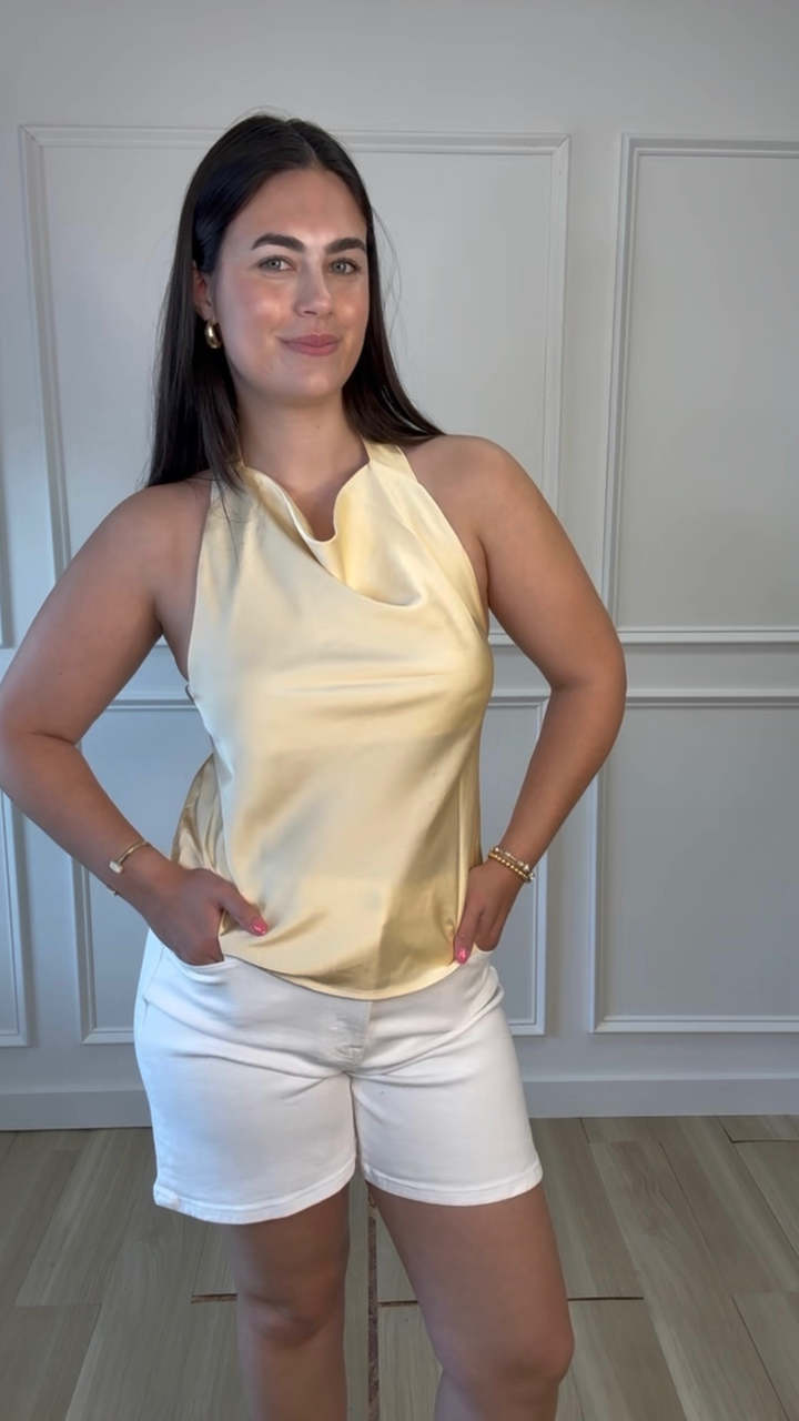Citrus Kiss Satin Halter Top