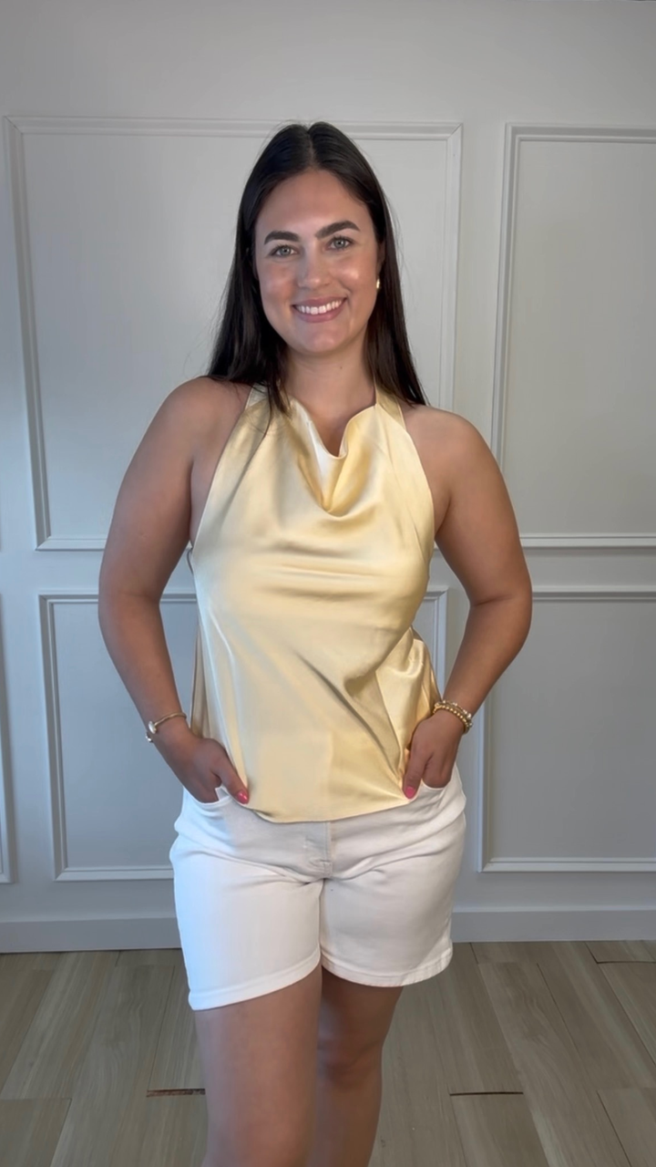 Citrus Kiss Satin Halter Top