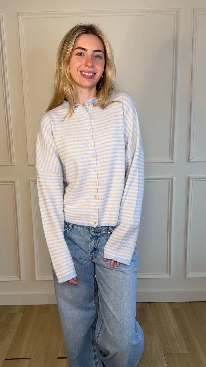 Baby Blue Striped Cardigan