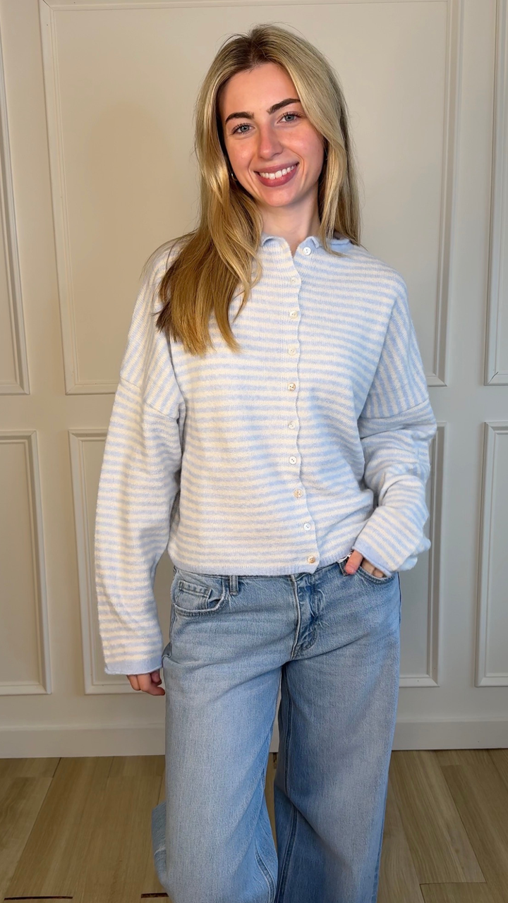 Baby Blue Striped Cardigan