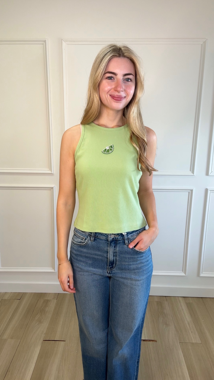 Lime Luxe Ribbed Knit Tank