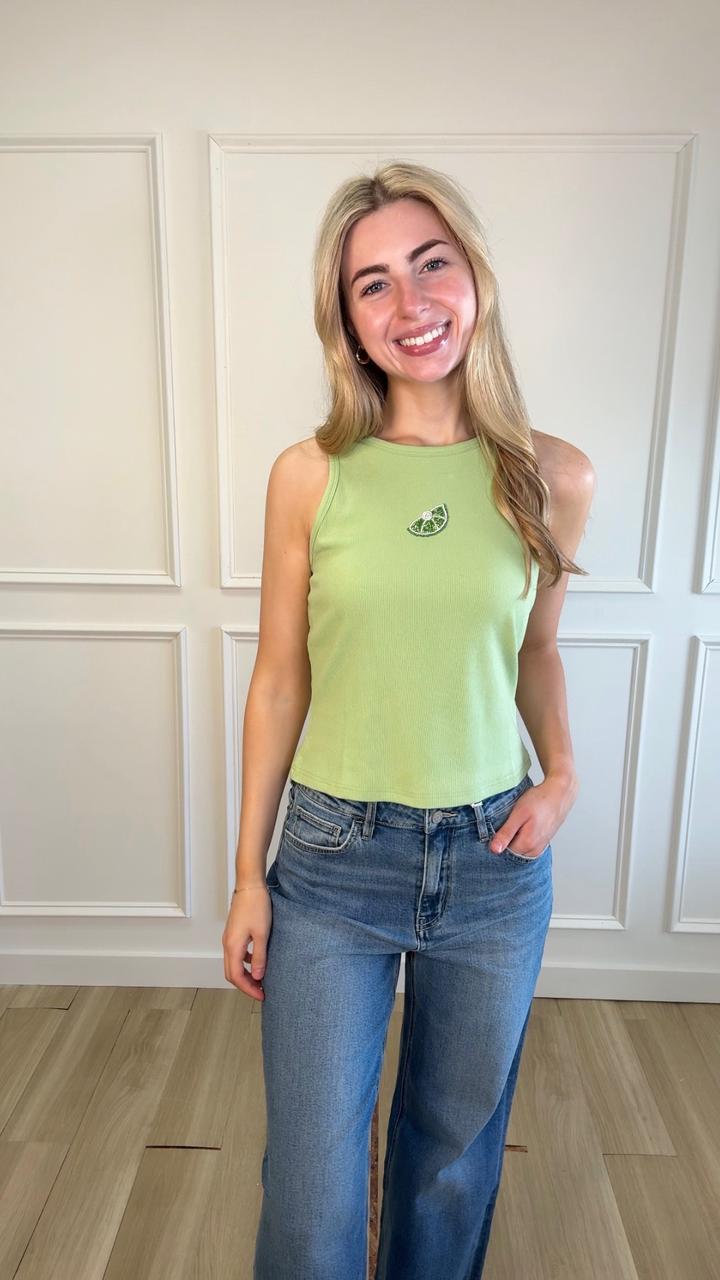 Lime Luxe Ribbed Knit Tank