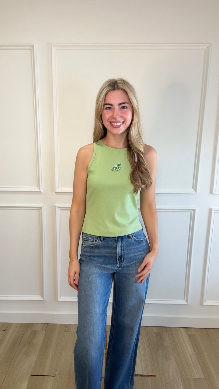 Lime Luxe Ribbed Knit Tank