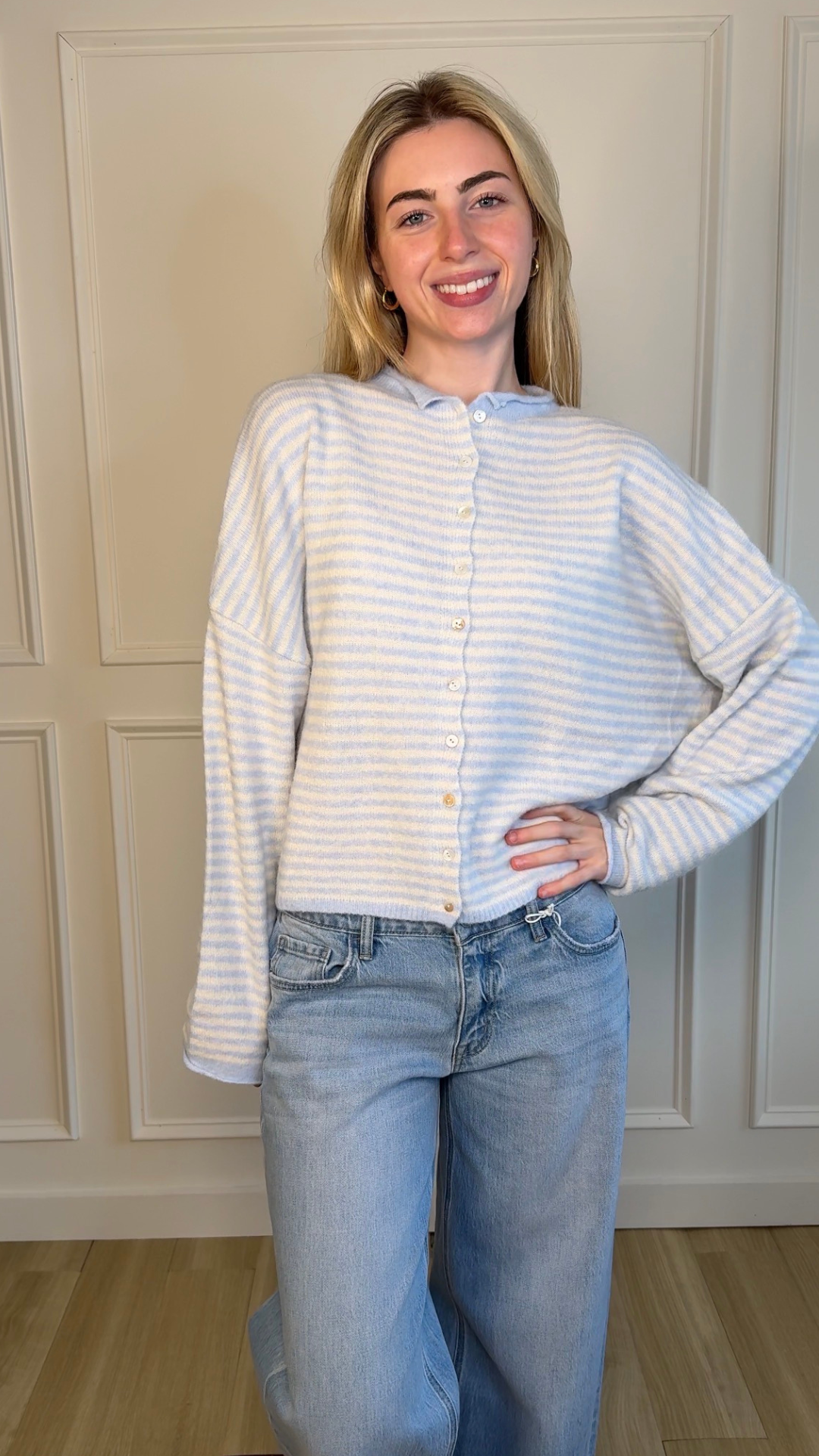 Baby Blue Striped Cardigan