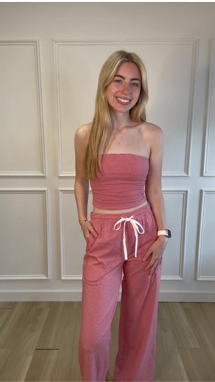 Sidewalk Stripe Tube Top Red