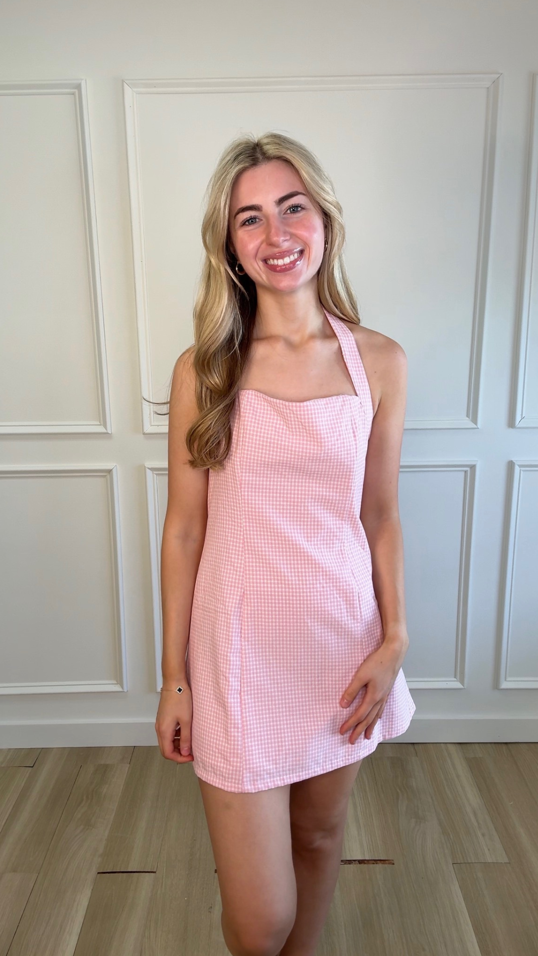 Pink Picnic Halter Mini Dress