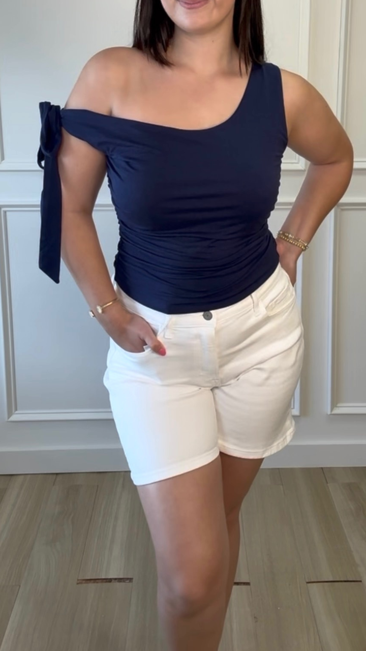 High Rise White Shorts