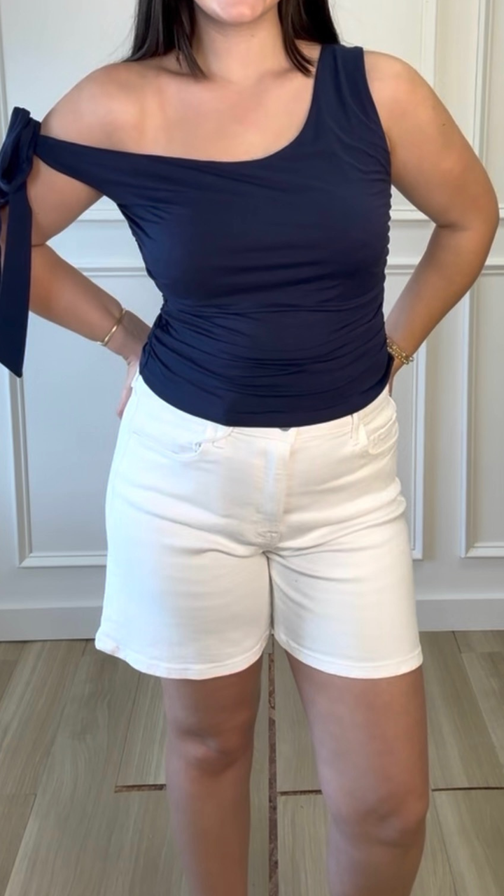 High Rise White Shorts