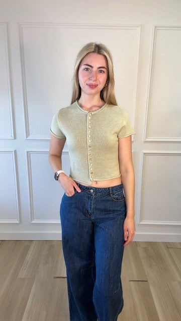 Matcha Muse Button Top