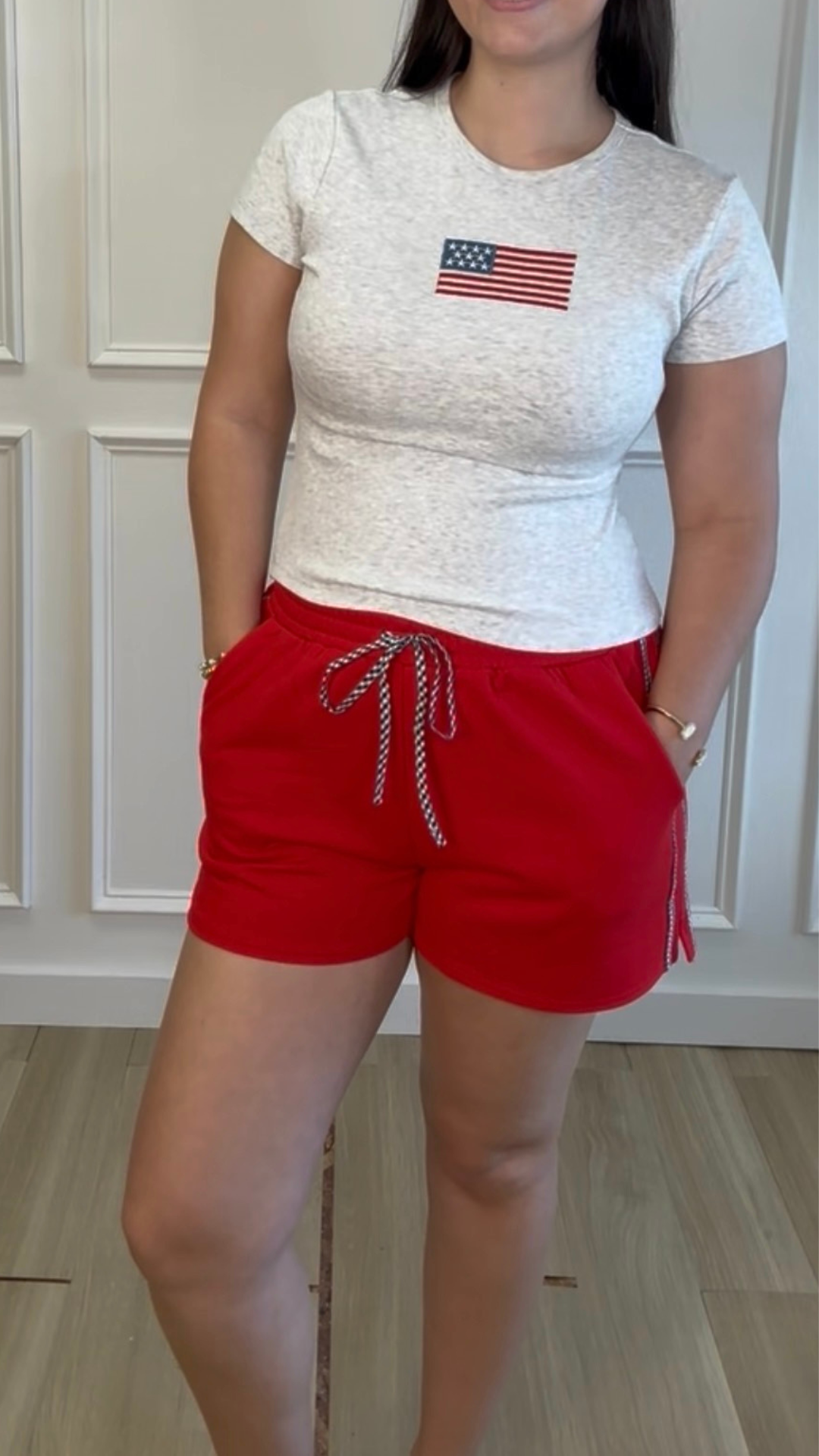 Boardwalk Check Sweat Shorts Red