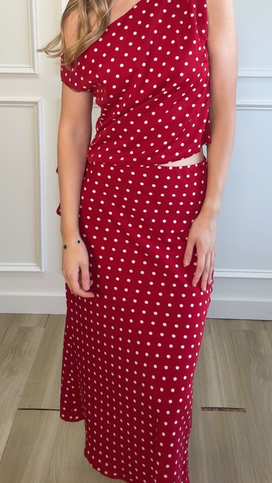 Cherry Charm Polka Midi Skirt