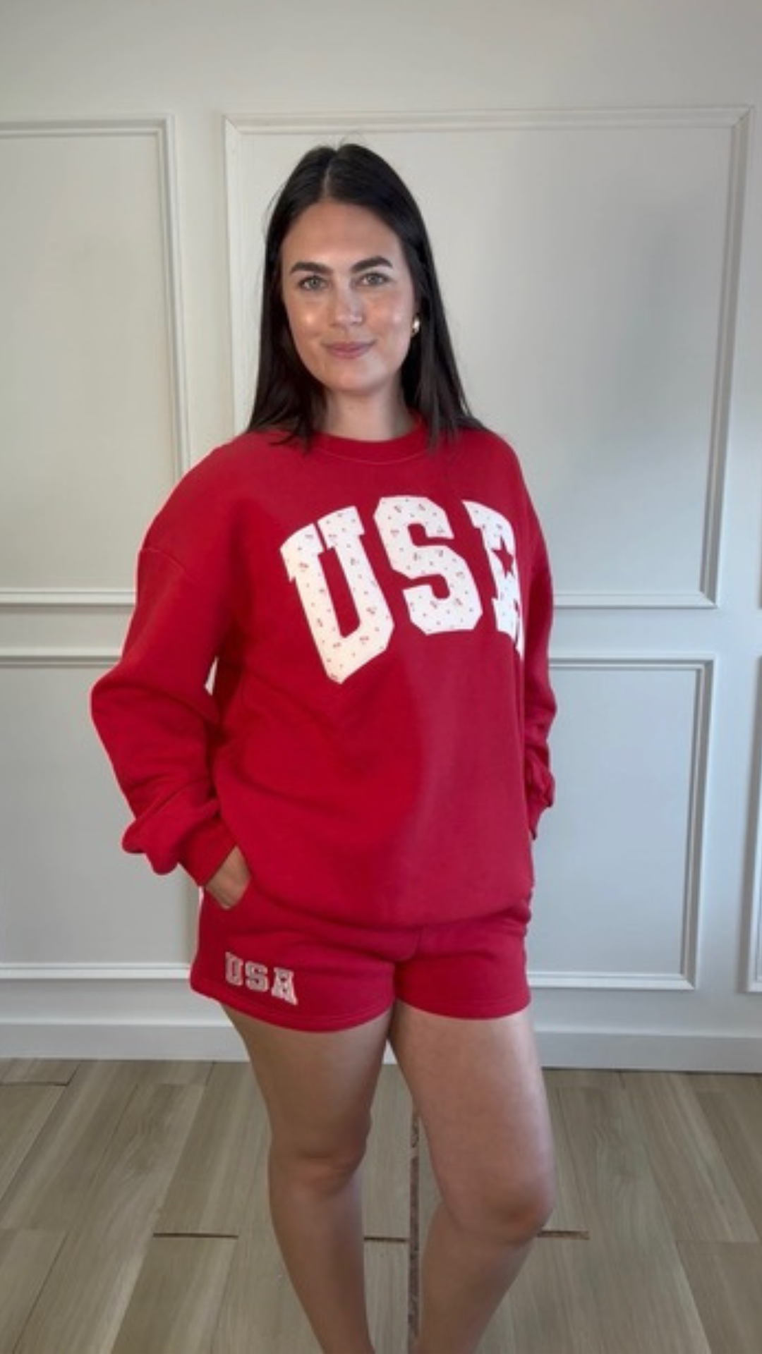 Red USA Sweatshirt Happy Camp3r