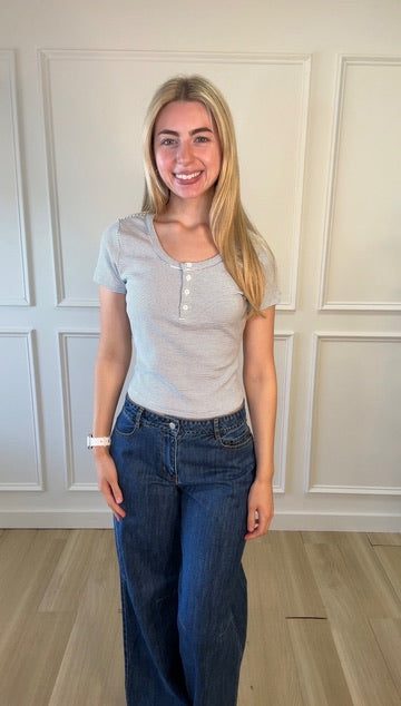 Seabreeze Button Stripe Tee