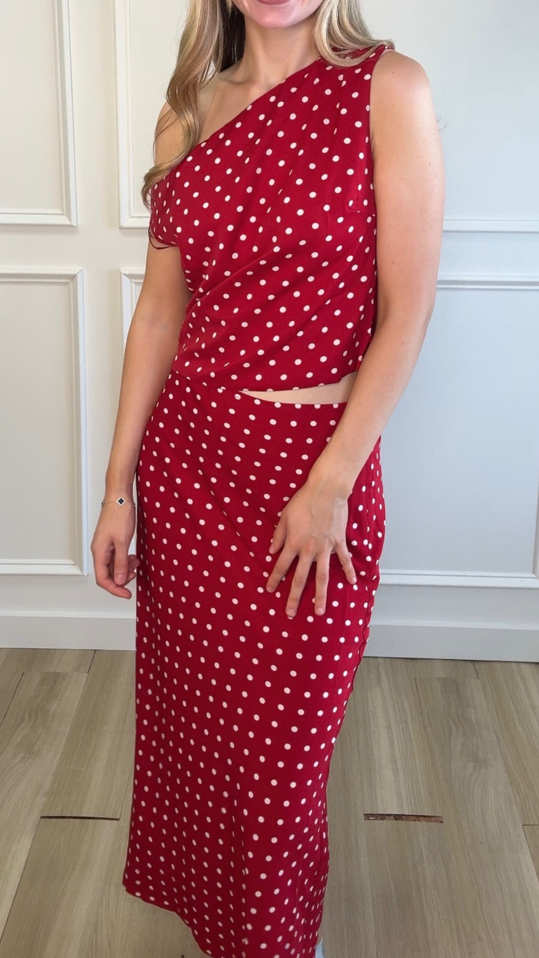 Cherry Charm Polka Midi Skirt