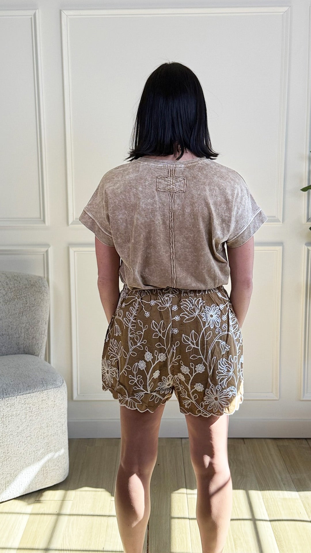 Brown Cymbidium Shorts