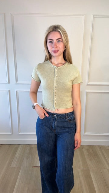 Matcha Muse Button Top