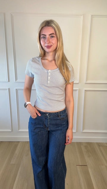 Seabreeze Button Stripe Tee