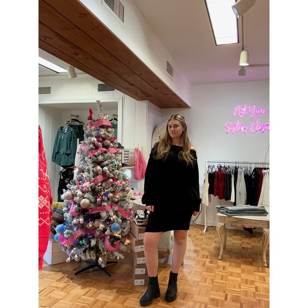 Off Shoulder Black Dress