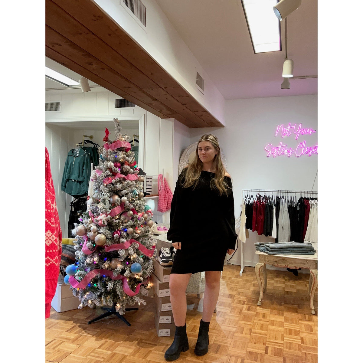 Off Shoulder Black Dress