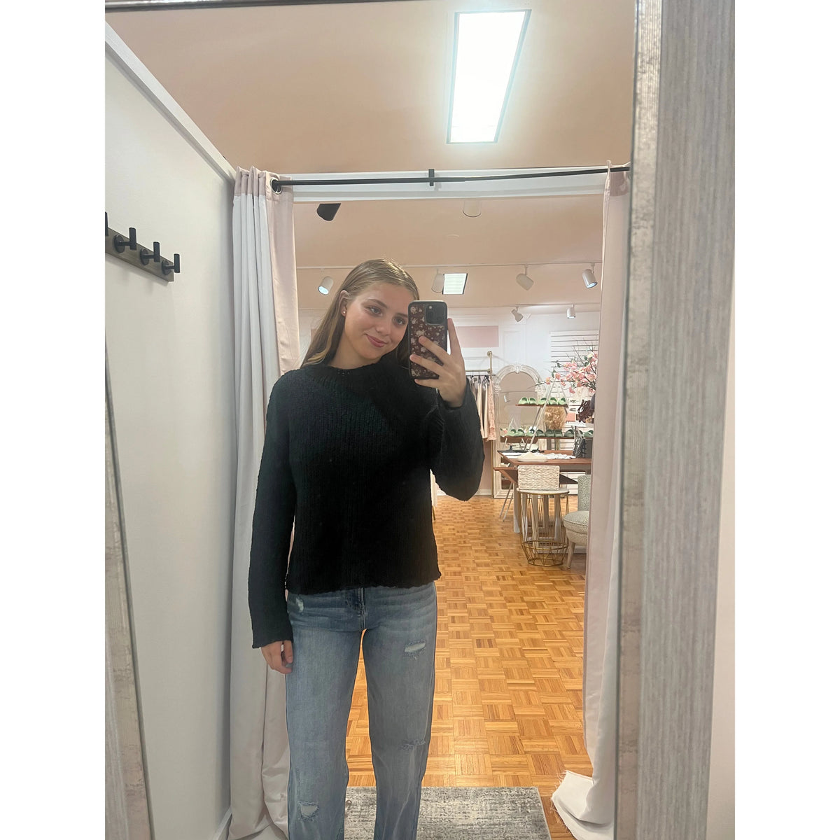 Black Open Knit Sweater