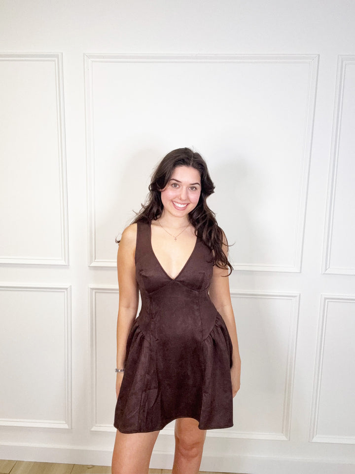 Mocha Suede Mini Dress