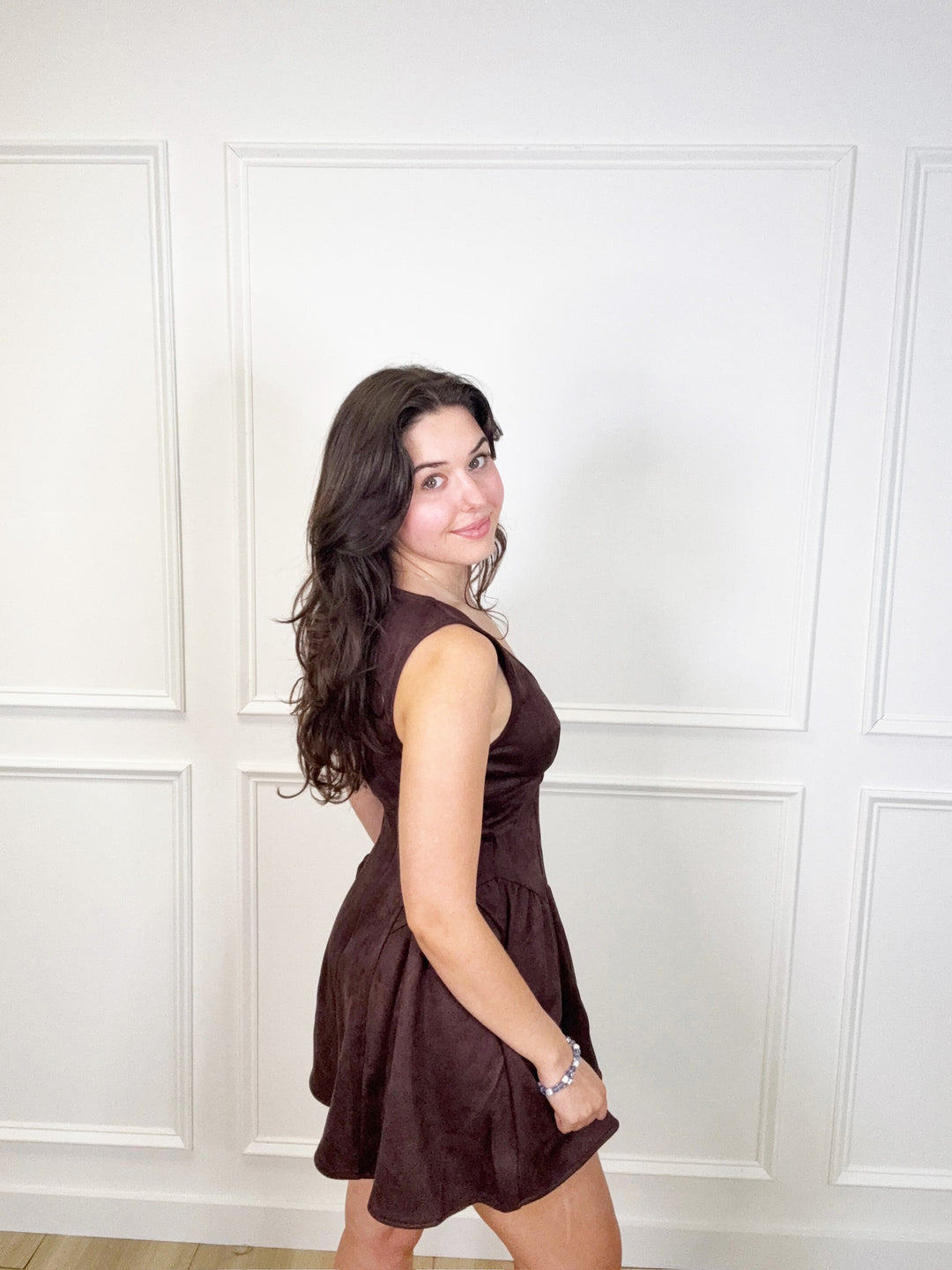 Mocha Suede Mini Dress