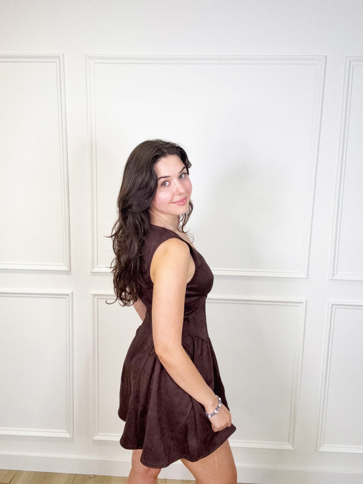 Mocha Suede Mini Dress