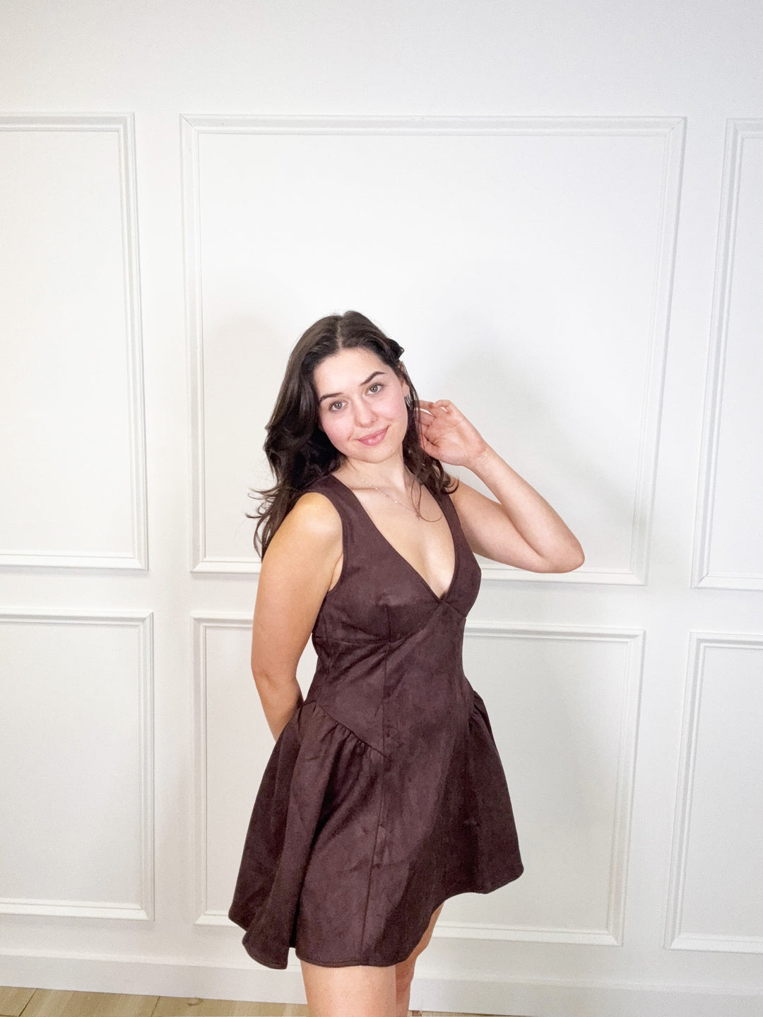 Mocha Suede Mini Dress