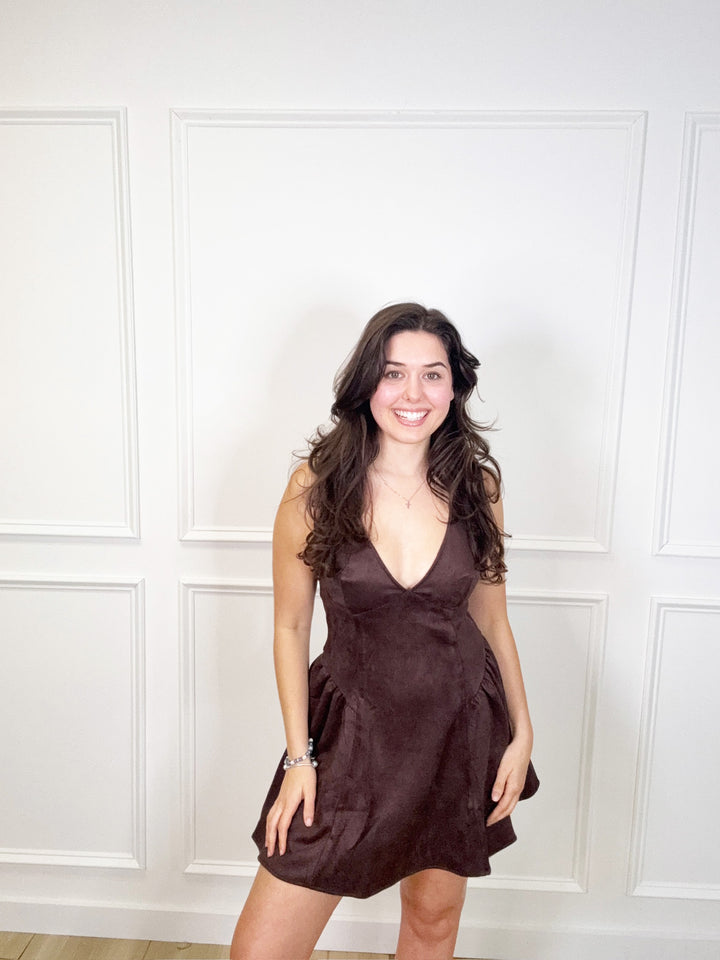 Mocha Suede Mini Dress