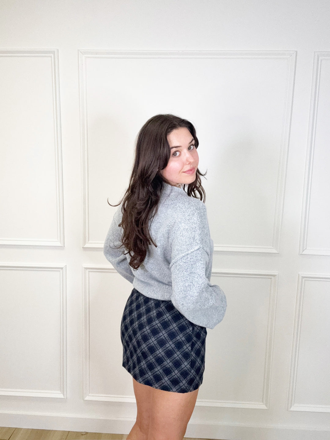 Navy Check Mini Skort