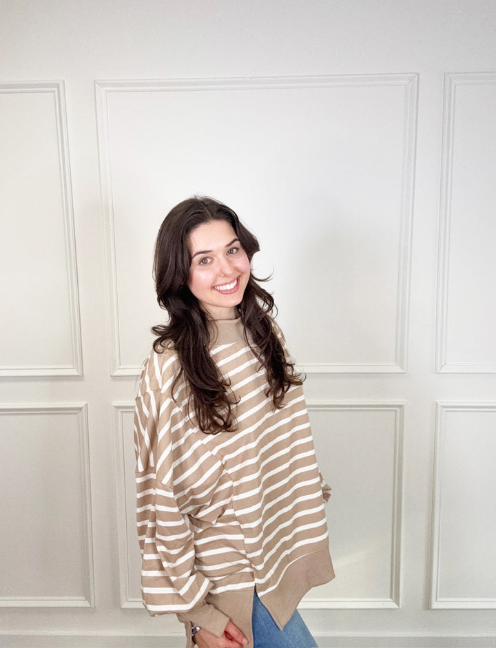 One More Thing Top Taupe/Cream