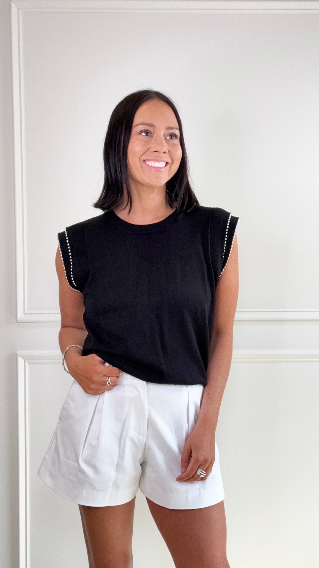 Pearl Edge Knit Sweater Top