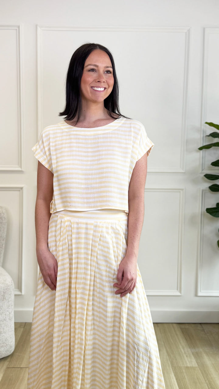 Fresh Stripe Midi Skirt