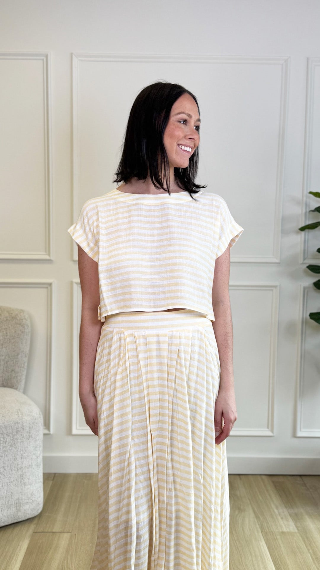 Fresh Stripe Midi Skirt