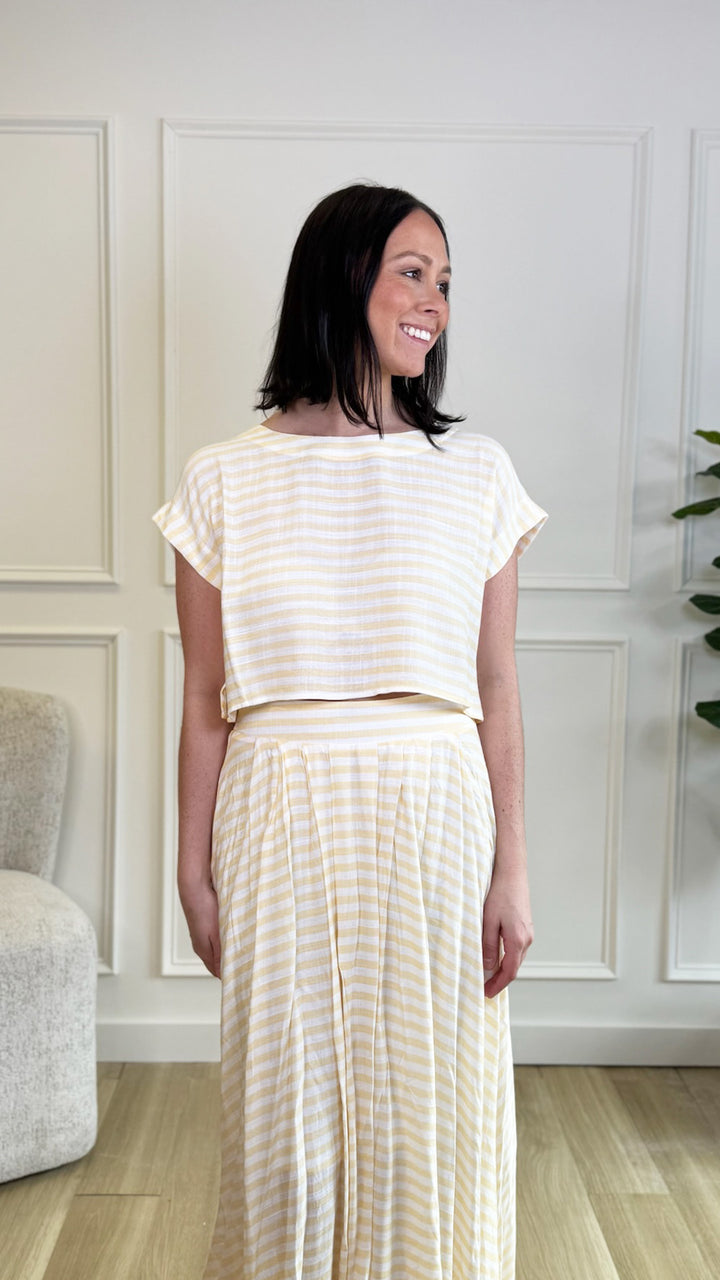 Fresh Stripe Midi Skirt