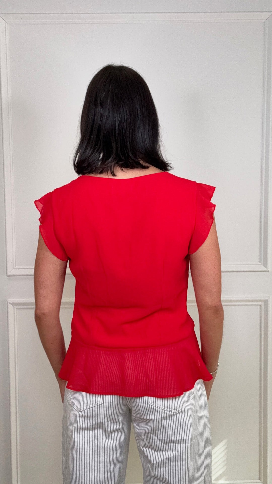 Red Velvet Ruffled Top