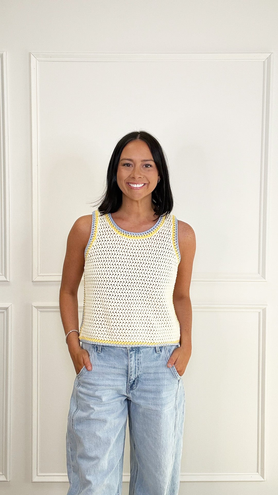 Sunlit Butter Crochet Tank