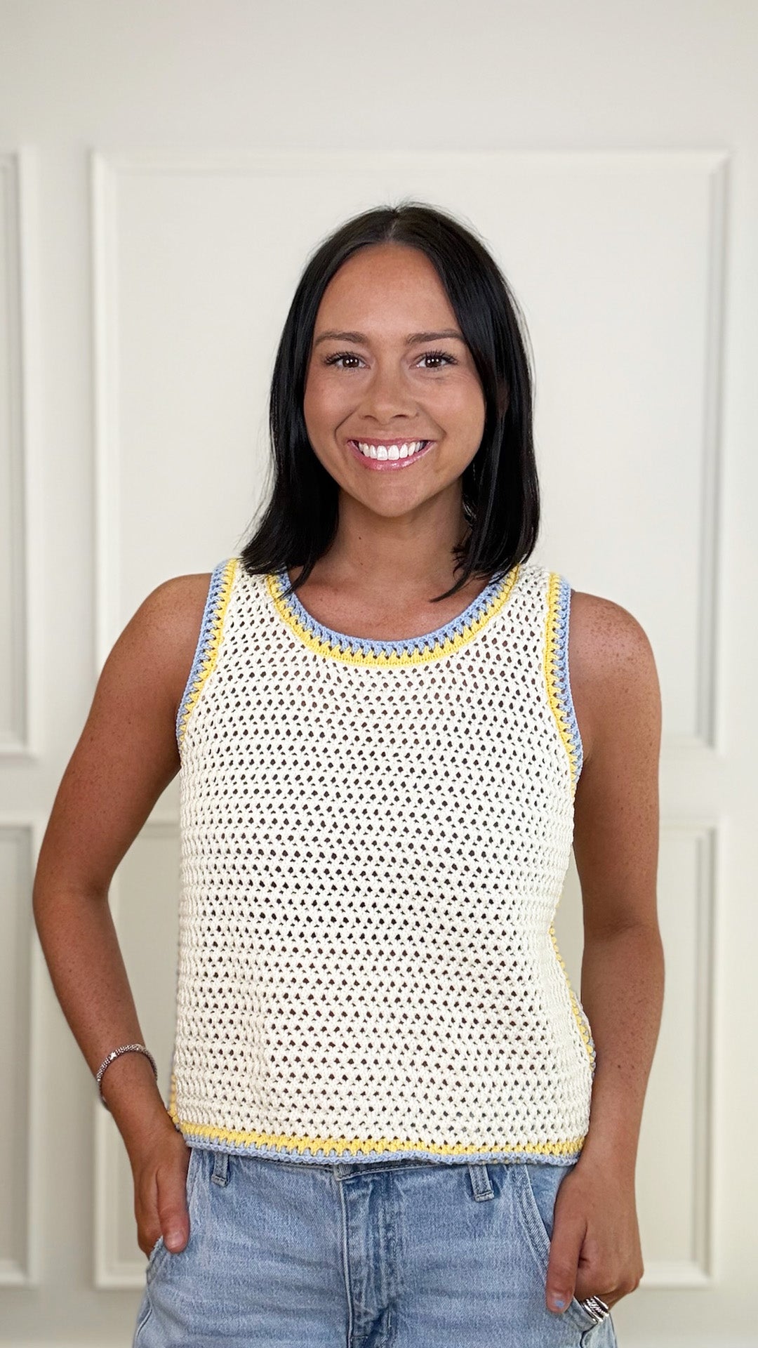 Sunlit Butter Crochet Tank