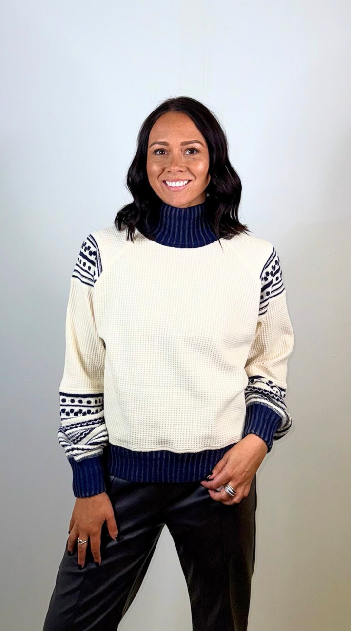 Cream Navy Sweater