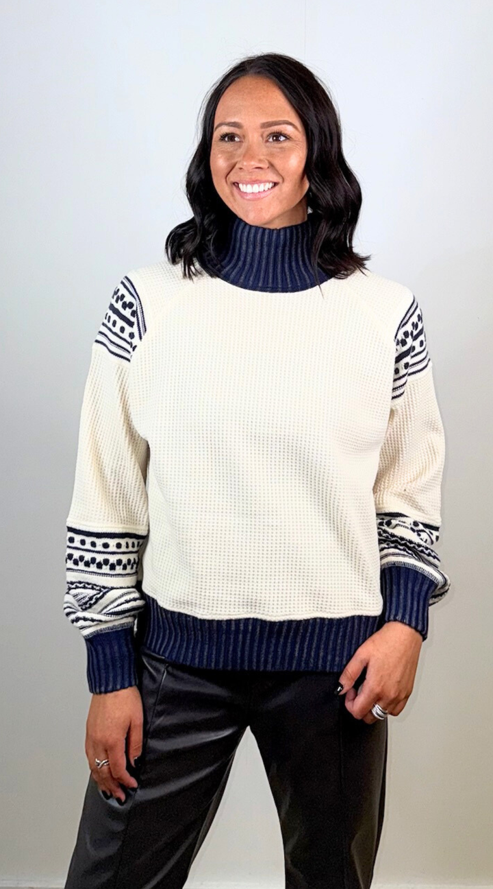 Cream Navy Sweater