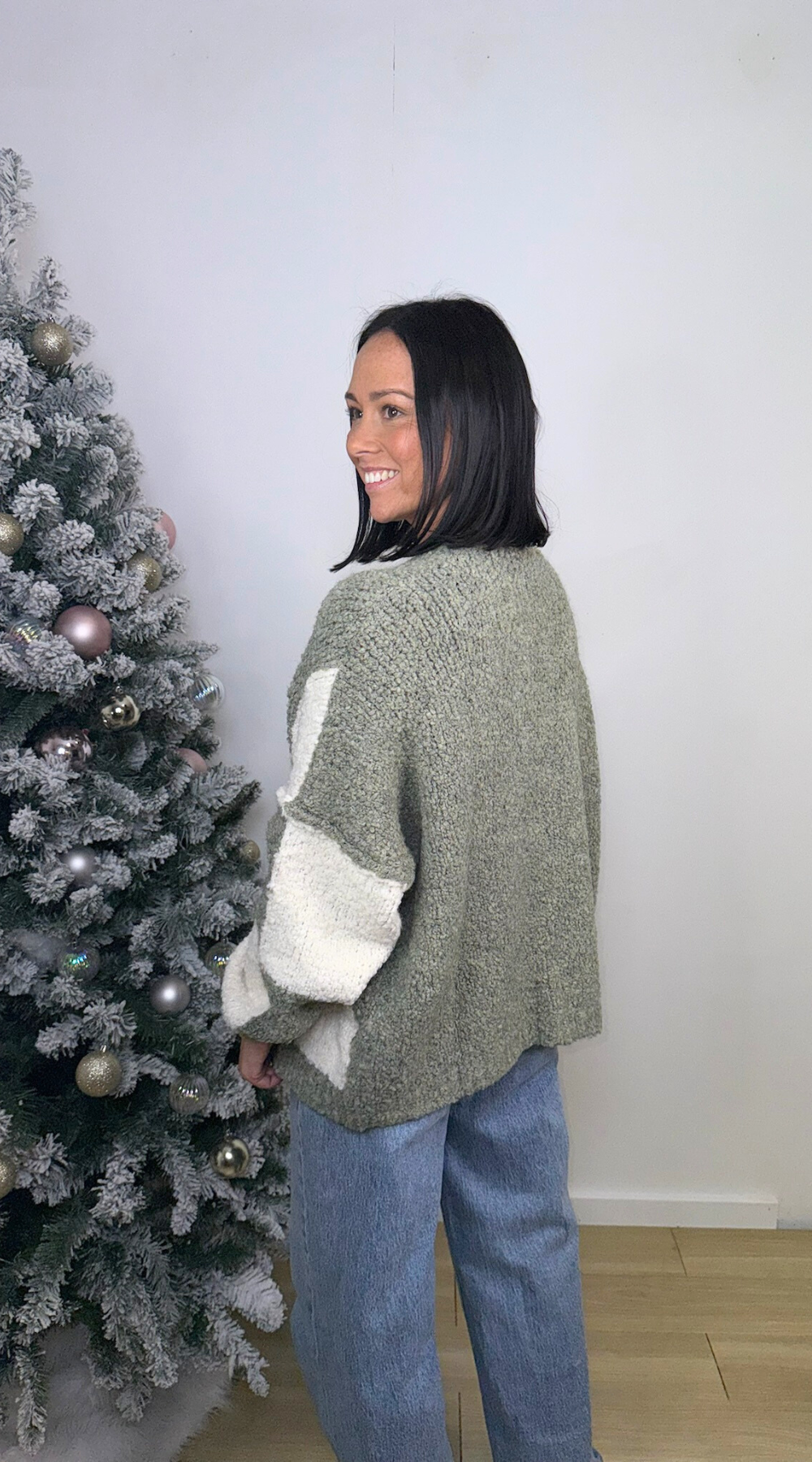 Olive Check Cardigan