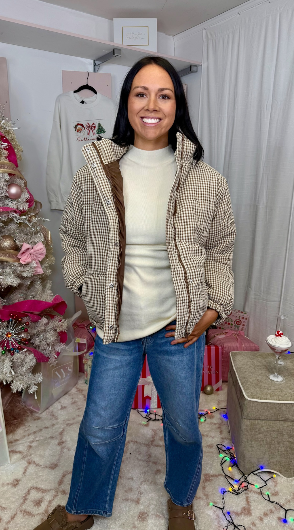 Gingham Puffer Jacket