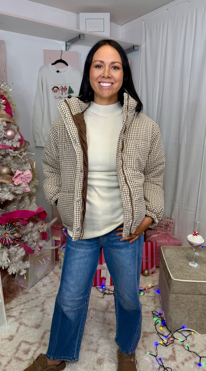 Gingham Puffer Jacket