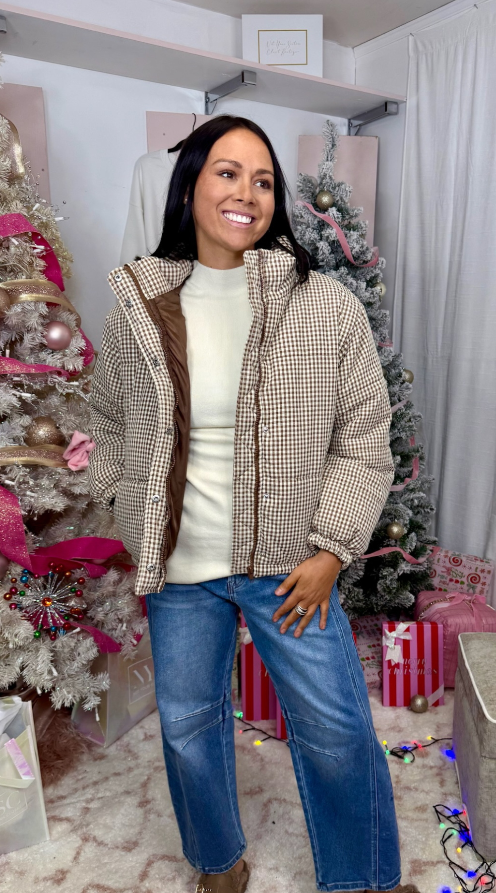 Gingham Puffer Jacket