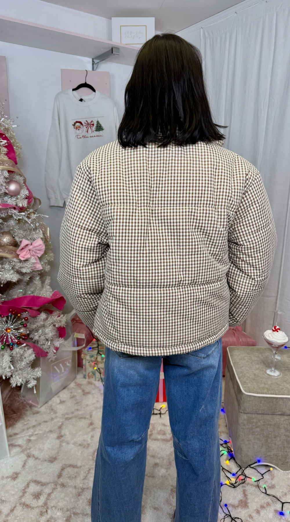 Gingham Puffer Jacket