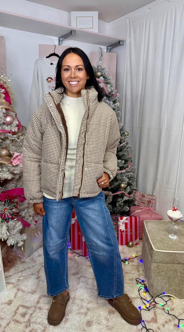 Gingham Puffer Jacket
