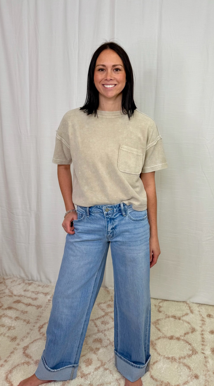 Low Rise Cuff Baggy Jeans