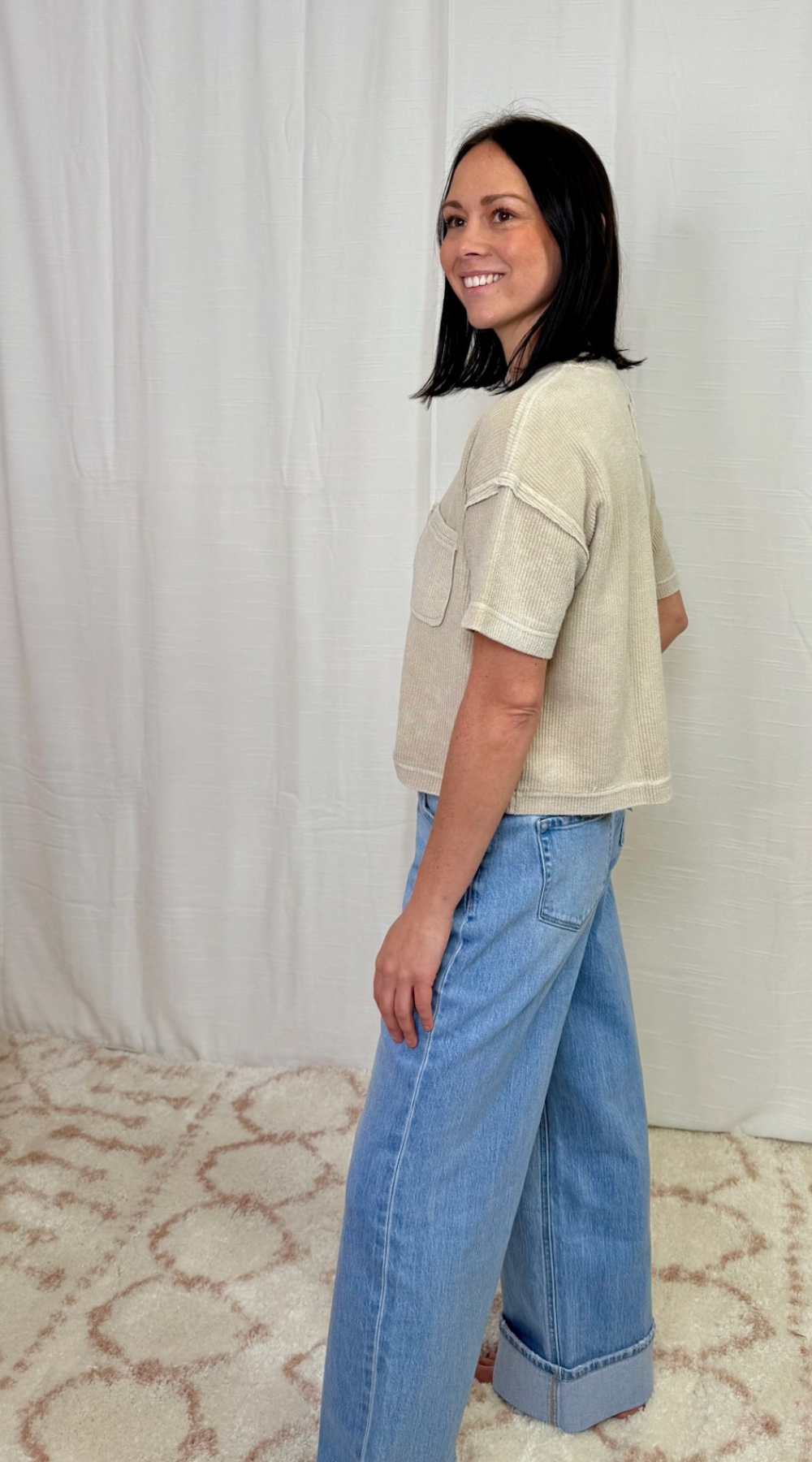 Low Rise Cuff Baggy Jeans